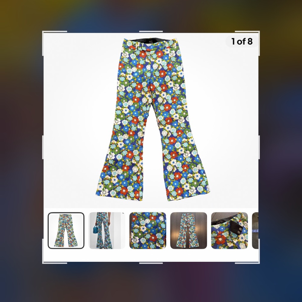 Smythe Floral Bootcut Pants - Blue and White - Picture 2 of 8